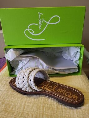 Sam Edelman White Braided Slide Sandal. #sh2